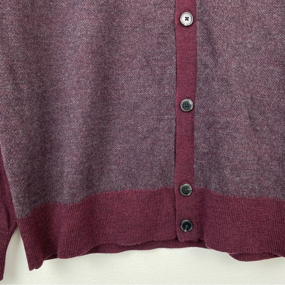 Hart Schaffner Marx size Large Men’s Burgundy Merino Wool Cardigan Sweater - Picture 3 of 7